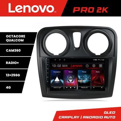 Navigatie Dacia Sandero Logan 2012-2020 Lenovo Kit-sandero 8 core QLED 2K 12+256 360 Android Waze USB Navigatie Internet Youtube Radio