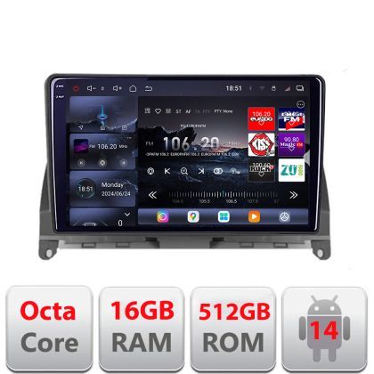 Navigatie Mercedes W204 2008-2012 Edotec Kit-W204 8 core QLED 2K 16+512 360 Android Waze USB Navigatie Internet Youtube Radio