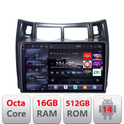 Navigatie Toyota Yaris 2008-2011 Edotec Kit-YARIS08 8 core QLED 2K 16+512 360 Android Waze USB Navigatie Internet Youtube Radio Edotec