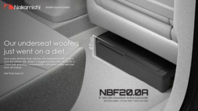 Subwoofer auto activ sub scaun Nakamichi, difuzor 10", 150 W RMS, 1000 W Max
