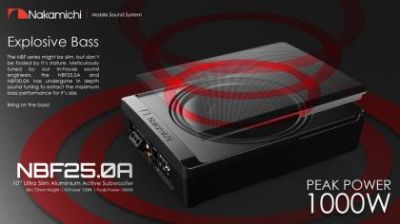 Subwoofer auto activ sub scaun Nakamichi, difuzor 10", 150 W RMS, 1000 W Max