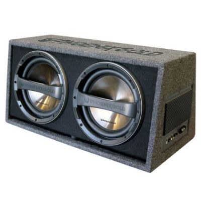 Subwoofer activ cu incinta Phoenix Gold, 2x160 W Rms, 640 W MAX, difuzor 2x12"