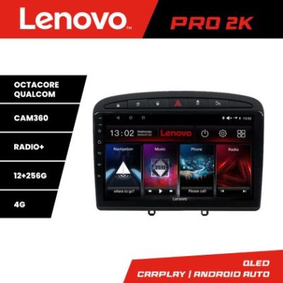 Navigatie Peugeot 308  Lenovo Kit-038 8 core QLED 2K 12+256 360 Android Waze USB Navigatie Internet Youtube Radio