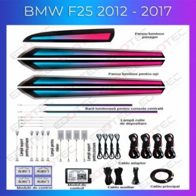 Lumini mbientale BMW X3 X4 (F25 F26) 2012 - 2017 model cu trimuri dedicat set complet control telefon sau sistem original