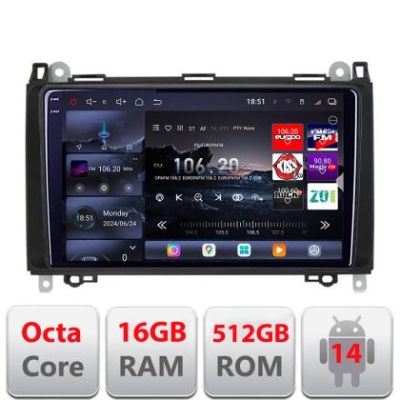 Navigatie Mercedes VW Edotec Kit-068 8 core QLED 2K 16+512 360 Android Waze USB Navigatie Internet Youtube Radio