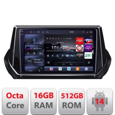 Navigatie Peugeot 2008 2020- Android radio gps internet 8 core QLED 2K 16+512 360 Edotec