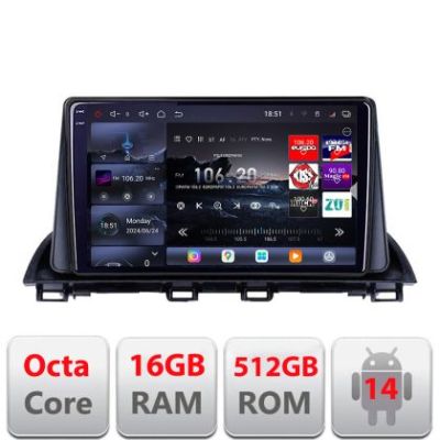Navigatie Mazda 3 2014-2019 Edotec Kit-463 8 core QLED 2K 16+512 360 Android Waze USB Navigatie Internet Youtube Radio