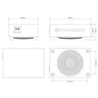 Cutie subwoofer, Phoenix Gold, max 500W, 250W RMS, difuzor 8