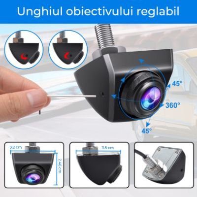 Camera Spate AHD 1920x1080P CVBS Night Vision 12V IP68 Impermeabil 170 grade Fisheye Golden Lens Full HD
