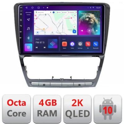 Navigatie Skoda Octavia 2 2005-2013 Manual C-005 Android Octa Core Ecran 2K QLED GPS 4G 4+32GB 360 KIT-005+EDT-E410-2K