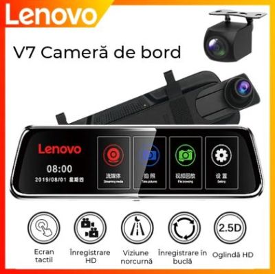 Oglinda cu camera DVR Lenovo V7 ecran de 9..66 inch 1080 fata 1080p spate Wifi Blind Spot Adas